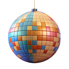 Obraz premium Colorful disco ball sphere with square tiles isolated on a transparent background mosaic