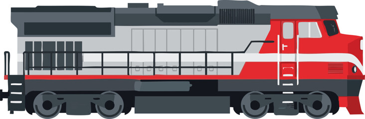 Locomotive Vector Illustration Train Engine Design Transportation Graphic in Red and Gray Modern Style