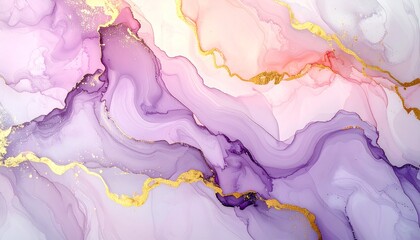 Fototapeta premium ゴールドが煌めく紫色の抽象インクテクスチャ背景 Abstract Purple Ink Texture Background with Shimmering Gold 