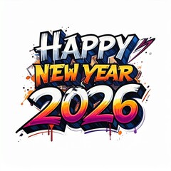 Modern and elegant Happy New Year 2026 typography design. Luxurious golden 3D numbers with a clean minimalist background.
