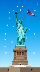 Obraz premium Statue of Liberty illustration against a starry sky