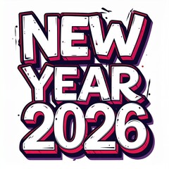 2026 Bold 3D Happy New Year 2026 Typography with Artistic Abstract Elements Design Image
