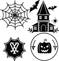 3d halloween icon collection with menacing characters