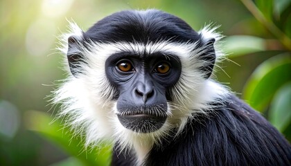 Close-up of a monkey in a lush green forest