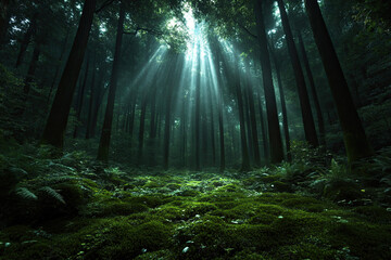 Obraz premium Enchanted Ancient Alien Forest Captured in Cinematic Detail