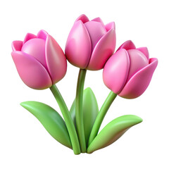 Fototapeta premium 3d pink tulips isolated on transparent background