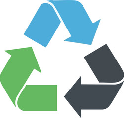 Illustration Vector of Recycle Arrows Geometric Modern Style in Blue Green and Gray Colors