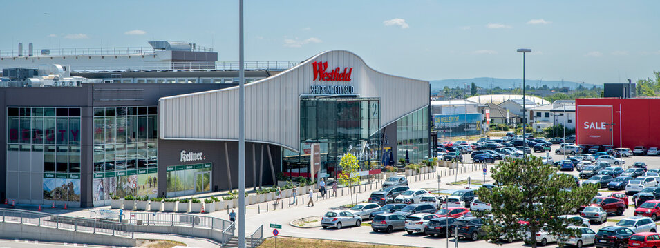 Vienna, Austria - August 6, 2024 : Westfield Shopping City S&uuml;d , SCS, shopping centre located in V&ouml;sendorf and Wiener Neudorf, south of Vienna, Austria.