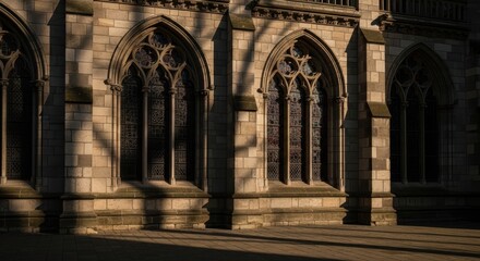 Gothic Cathedral Architecture: Stained Glass Windows and Stone Facade