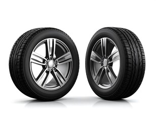 Obraz premium Two car tires with alloy rims