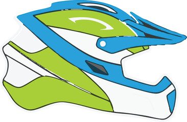 Illustration Vector of Helmet Design with Blue and Green Accent Colors for Sports Modern Style