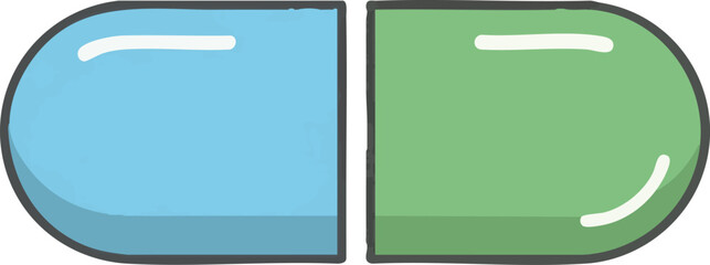 Medical Vector Illustration of Pill Capsule with Blue and Green Colors