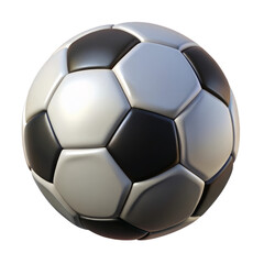 Classic soccer ball with black and white panels isolated on a transparent background sport game