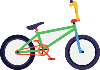 Bicycle Vector Illustration Modern Style with Green Frame Black Tires and Colorful Accents