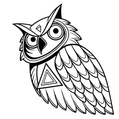 Fototapeta premium owl sitting on a branch, Vector art illustrations, Black & White Vector art Design, Vector art owl, animal Vector art