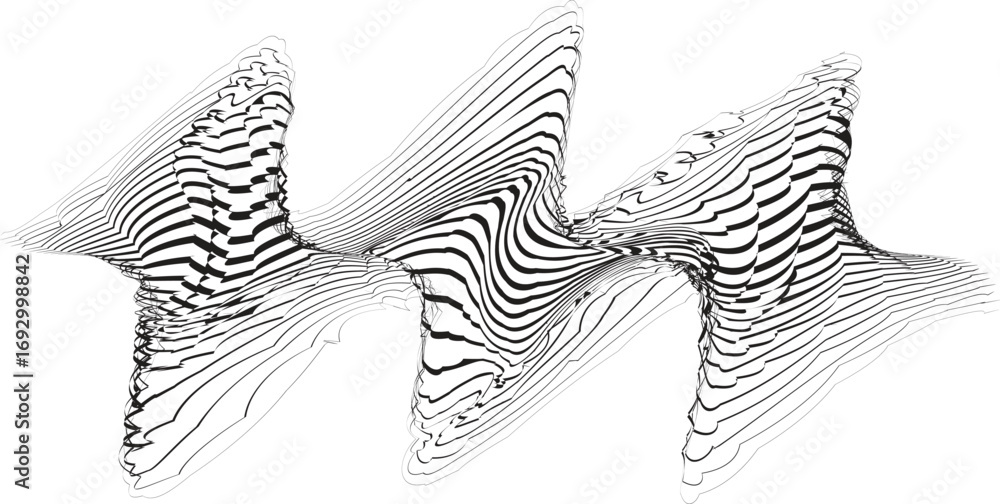Poster glitch effect . distorted speed lines .abstract flow lines background . fluid wavy shape .rough edge