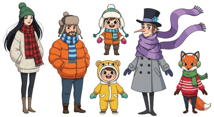 3d winter characters collection festive figures for seasonal graphics