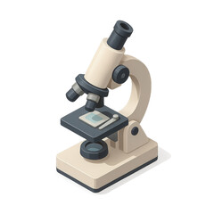 Photo of a 3d isometric illustration of a microscope, isolated on transparent background