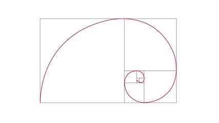 Golden ratio transparent video - The Fibonacci Sequence animated with lines shape. 4k video Alpha channel animation white background . - Powered by Adobe