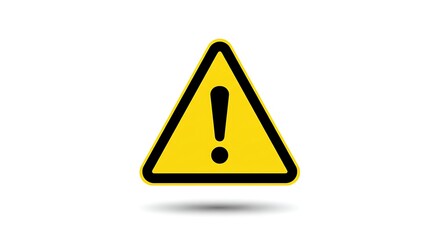 General Warning Symbol with Exclamation Mark in Yellow Triangle and Black Border on White Background for Safety and Hazard Alerts
