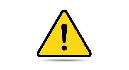 General Warning Symbol with Exclamation Mark in Yellow Triangle and Black Border on White Background for Safety and Hazard Alerts