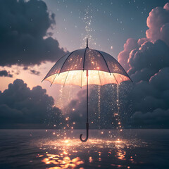 umbrella raining light instead of water surreal
