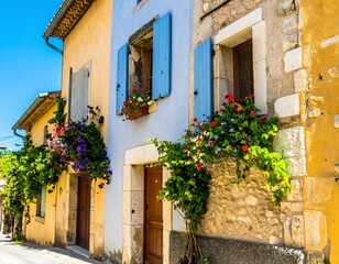 Naklejka premium Colorful European village houses