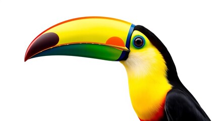Fototapeta premium Vibrant toucan with colorful beak, isolated on white , image, illustration