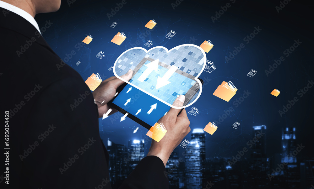 Aufkleber cloud computing enables digital growth with secure data storage, scalable infrastructure, and strate