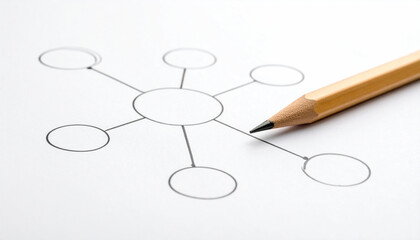 Pencil and mind map on blank paper