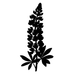 Download black lupine flower silhouette vector illustration for botanical design and artwork needs