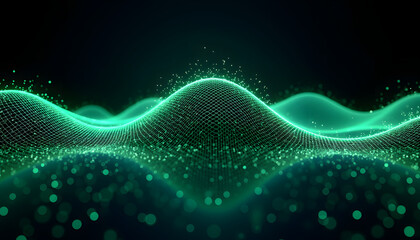 Abstract digital landscape with glowing particles