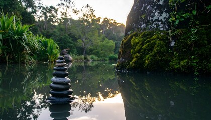 Calm zen garden scene