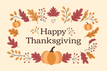 autumn leaves frame. thanksgiving card 