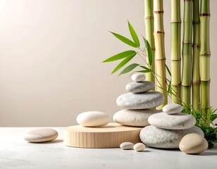 Calm zen stones and bamboo (1)