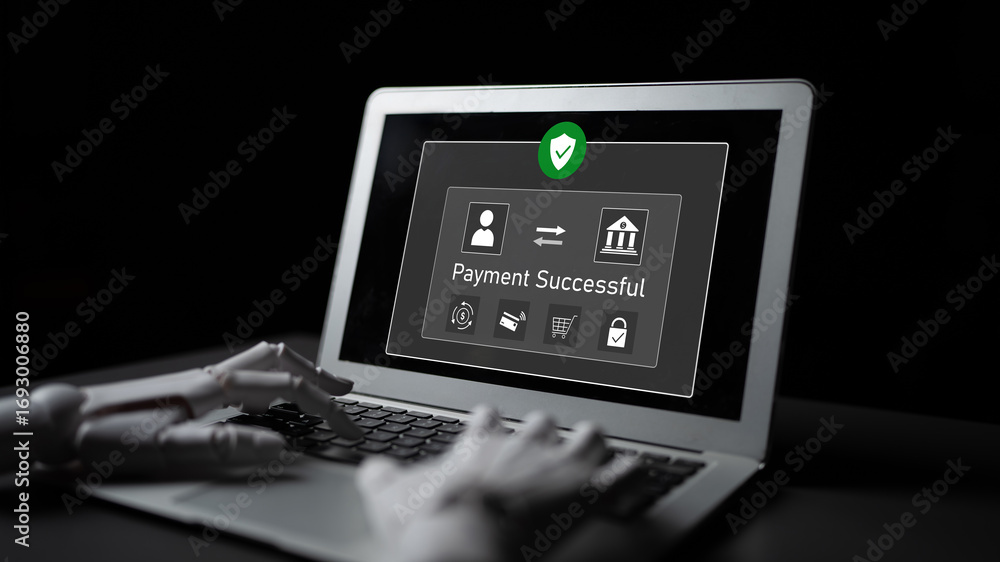 Poster ai confirms secure payment transaction, verifying user identity, processing order, and authorizing c