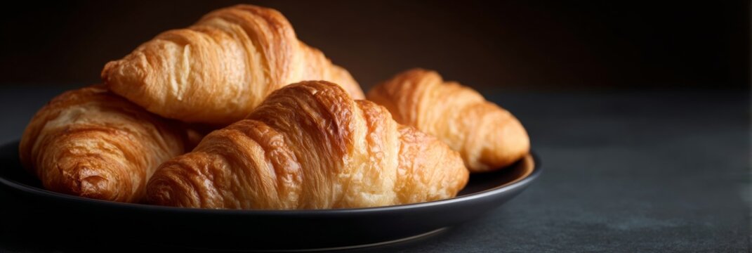Golden croissants bask in morning light, capturing the warmth of L'Amour de Pain, perfect for Le Jour du Croissant