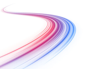 Moving racing highway with electric car trails and dynamic city lights. © FlammaChe