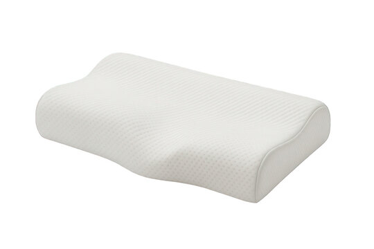 Photo of ergonomic memory foam pillow for neck support and comfortable sleep, isolated on transparent background
