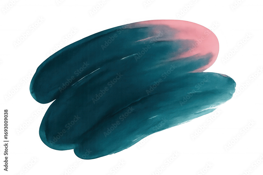 Poster gradient brush stroke mixing teal and pink colors on a transparent background, perfect for adding a 