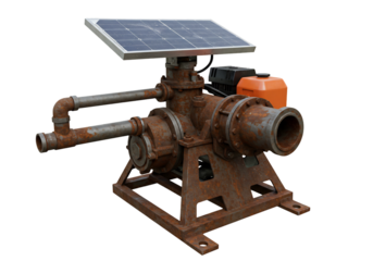 太陽光発電ポンプ　錆びた金属の質感　工業デザイン