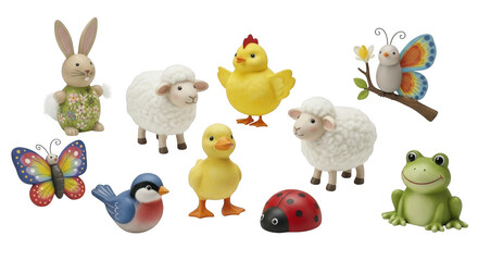 3d easter spring animals collection realistic render