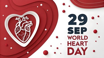 world heart day - abstract white line human heart sign and heart sharp sign on abstract red curve texture background vector design