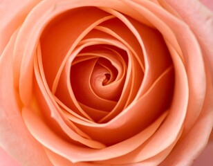 Close-up of a peach-colored rose's center