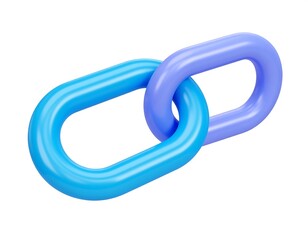 Two linked, stylized chain links in vibrant shades of blue and purple