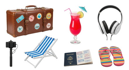 3d summer vacation holiday travel essentials collage