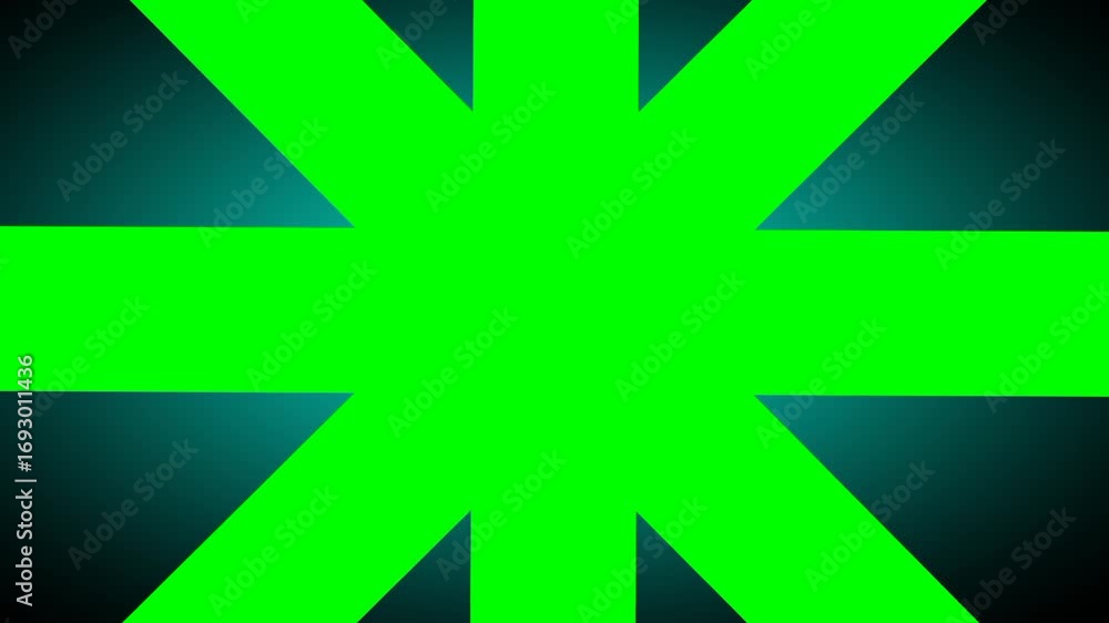 Poster radiant starburst greenscreen template with sharp beams emanating for dynamic transitions or backgro
