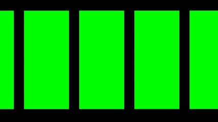 Series of rectangular greenscreen blocks aligned for synchronized transitions or modular visual compositions