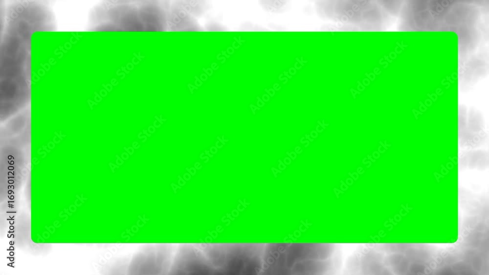 Poster simple framed rectangle greenscreen with cloudy border, suitable for display frames, overlays, or hi