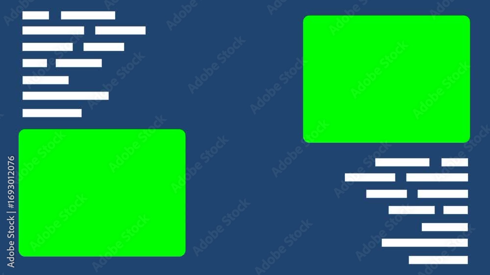 Poster grid layout greenscreen with rectangular boxes for simulating digital dashboards, organized frames, 